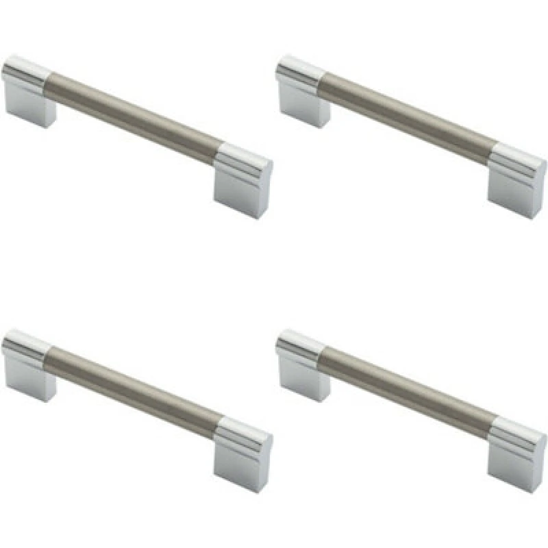 Image of Loops 4x Keyhole Bar Pull Handle 140 x 14mm 128mm Fixing Centres Satin Nickel & Chrome Metallics unisex