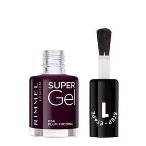 image of Rimmel Super Gel Nail Polish - 64 Plum Pudding, DARK PURPLE