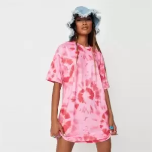 image of Missguided Tie Dye T Shirt - Pink