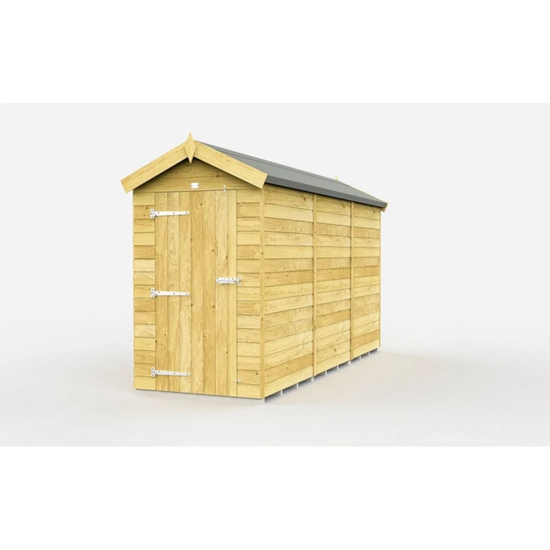 Image of Buttercup Farm 4 x 12 Feet Apex Shed - Single Door W/O Window - L358 x W118 x H217cm in Brown Brown Unisex