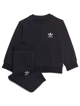 Boys, adidas Originals Infant Unisex Essentials Crew & Pant Set - Black, Size 3-6 Months