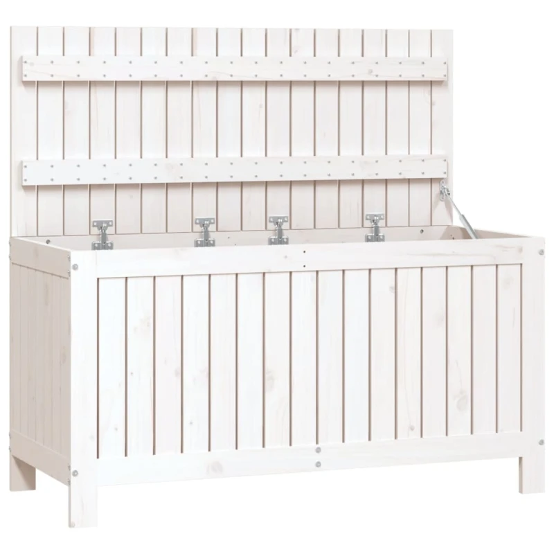 Image of vidaXL Garden Storage Box White 115x49x60cm Solid Wood Pine, White 823837