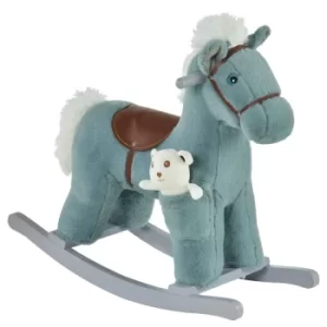 Image of Homcom Kids Plush Rocking Horse with Realistic Noises, Blue