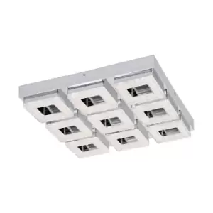 Image of Wall Flush Ceiling Light Chrome Shade Chrome Clear Plastic Crystal Bulb LED 9x4W