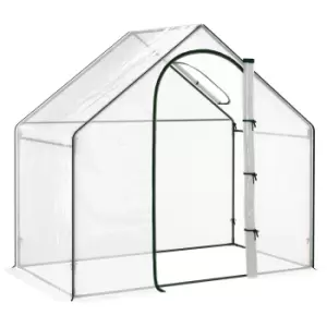 image of Outsunny Walk In PVC Greenhouse Garden Outdoor Flower Planter Steel Frame w/ Zipped Door & Window 180 x 100 x 168CM White