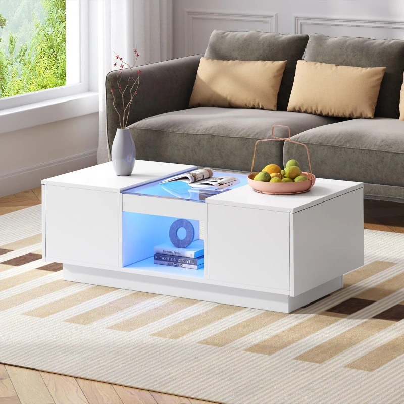 Image of Urban Meuble Modern LED Coffee Table Center Table White unisex One Size