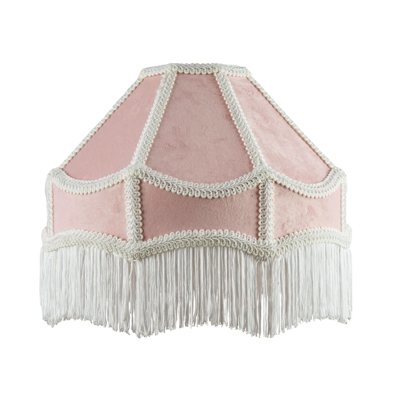 Image of Happy Homewares Traditional Victorian Empire Soft Velvet Lamp Shade with Lengthy Tassels in Pink Size: 12" Pink Unisex 12"