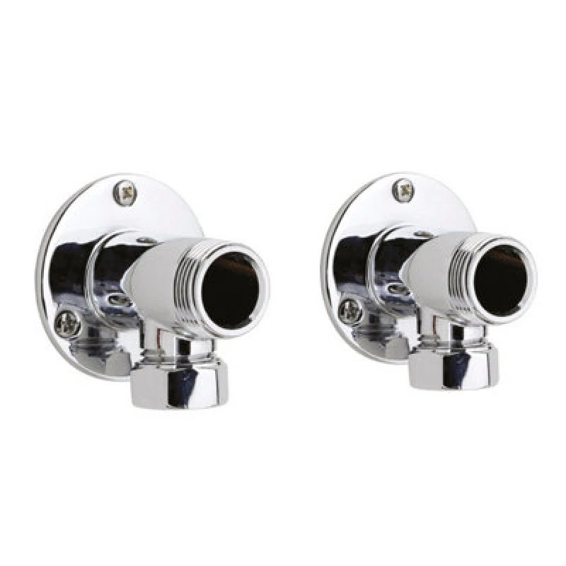 Image of Balterley Backplate Elbow Unions Pair Chrome Silver