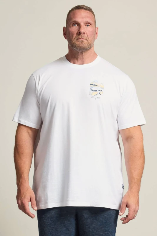 Image of BadRhino Mens Extra Long Volkswagen Graphic T-Shirt in White Size: 1XL White Male 1XL