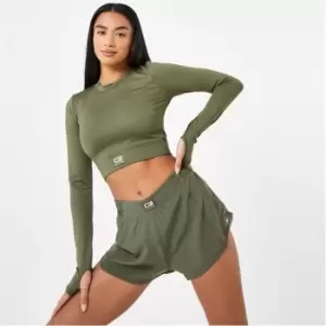 image of USA Pro x Courtney Black Sculpt Long Sleeve Crop Top - Green