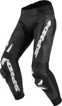 Image of Spidi RR Pro Warrior Motorcycle Leather Pants, black-white, Size 48, black-white, Size 48