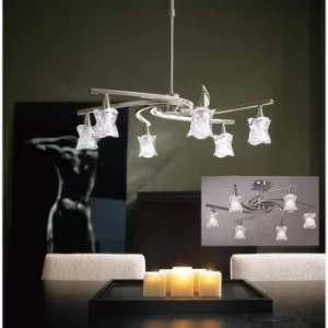 Image of Suspension Rosa Del Desierto Convertible Semi Telescopic Ceiling 6 Bulbs G9, satin nickel