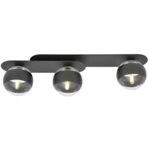 Image of Emibig Plaza Black Globe Ceiling Light with Clear,Black Glass Shades, 3x E14