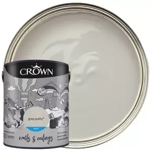 image of Crown Matt Emulsion Paint - Grey Putty - 5L