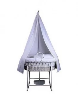 image of Clair De Lune 6 Piece Waffle Moses Basket Starter Set - White Wicker, White