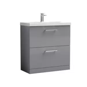 image of Nuie Arno 800mm Floor Standing 2 Drawer Vanity & Basin 1 Cloud Grey