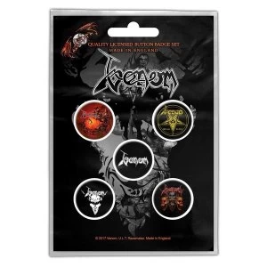 image of Venom - Black Metal Button Badge Pack