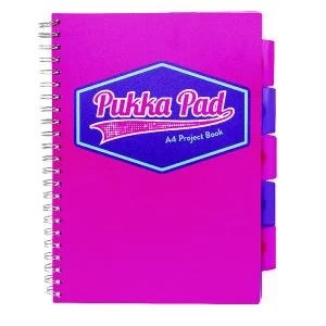 image of Pukka Pad Vision Wirebound Project Book A4 Pink Pack of 3 8609-VIS