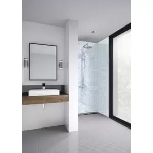 Image of Mermaid Blue Florals Acrylic Single Shower Panel - 2440 x 1220mm