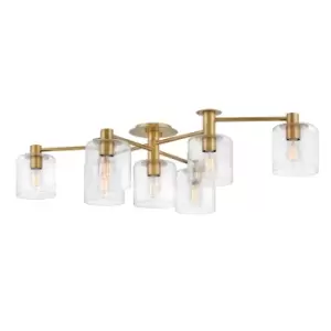 image of Hinkley Axel Multi Arm Semi Flush Ceiling Lamp Heritage Brass