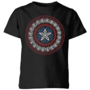 Image of Marvel Captain America Oriental Shield Kids T-Shirt - Black - 11-12 Years