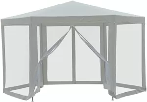 image of Outsunny Hexagon Netting Gazebo-Creamy White