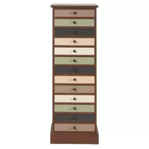 image of Arezzo Tall 13-Drawer Reclaimed Look Drawer Unit Sage