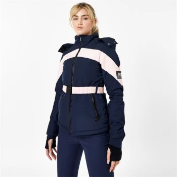Image of Jack Wills Belted Ski Jacket - Navy/Pink