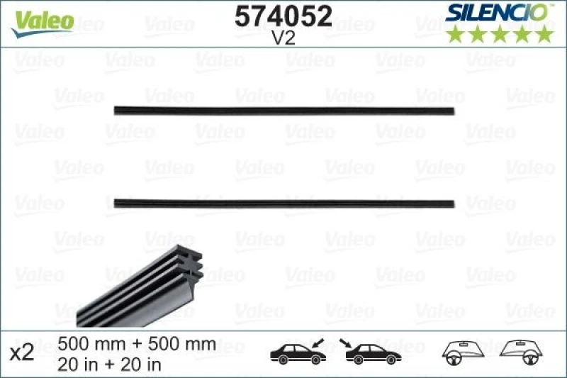 Image of Wiper Blade Rubber VALEO 574052