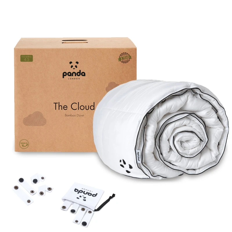 Image of Panda Cloud 4.5 Tog Bamboo Duvet - Single, White 5060668553596