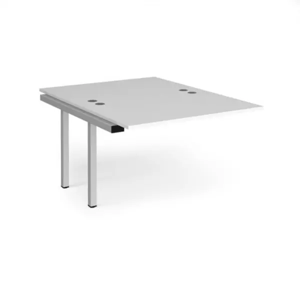 Image of Connex Bench Desk Add On 2 Person Rectangular Desks 1200mm White Tops With Silver Frames 1600mm Depth Connex White CO1216-AB-S-WH