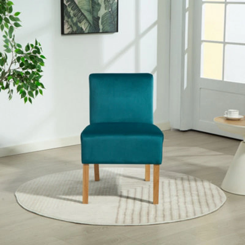 Image of Corina Velvet Fabric Armless Accent Chair - Teal