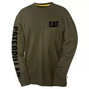 image of Caterpillar Mens Trademark Banner Long Sleeve T-Shirt (M) (Green)