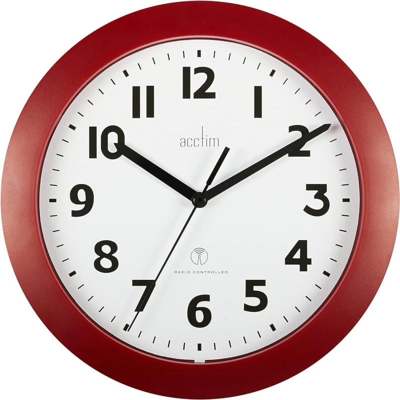 Image of Acctim Parona Wall Clock Radio Controlled 23cm Red