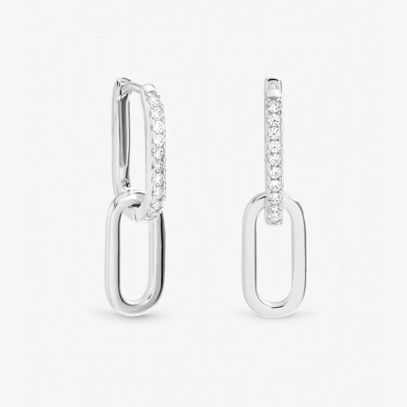Image of Inicio Sterling Silver Plated Double Link Earrings Drop Earrings One Size Silver 40051511000