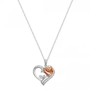 Disney Princess Sterling Silver Heart and Rose Pendant