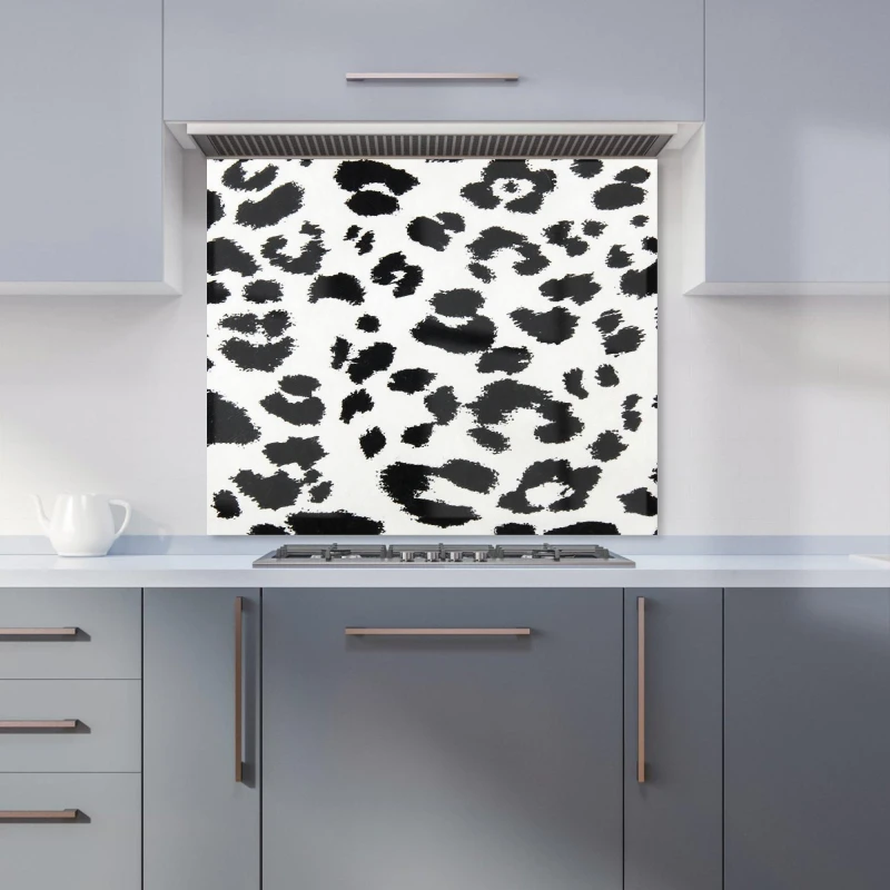 Image of Warren Reed - Designer Black Leopard Print Kitchen Splashback Size: 700mm x 650mm Black Unisex 700mm x 650mm