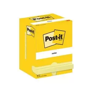 image of Post-it Notes 76x102mm 100 Sheets Canary Yellow Pack of 12 657-CY