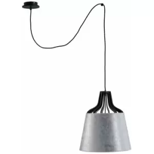 image of Keter Ivo Dome Pendant Ceiling Light Silver, 38cm, 1x E27, 200cm Wire