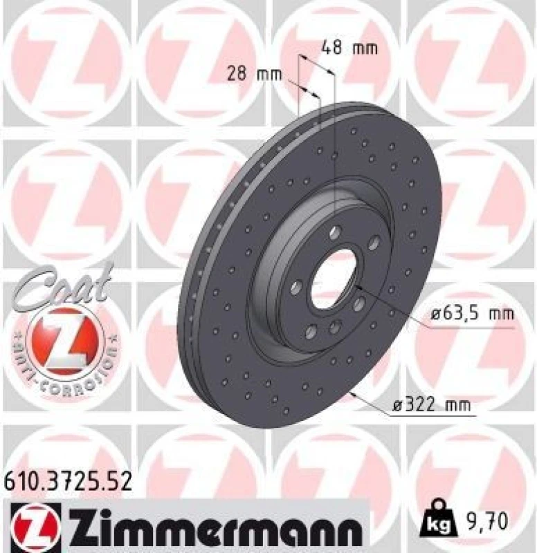 Image of ZIMMERMANN Brake disc ZIMMERMANN 610.3725.52