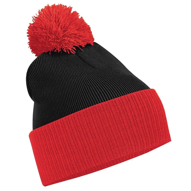 Image of Beechfield Beechfield Men Snowstar Two Tone Beanie in Black One Size Male 5063527669124