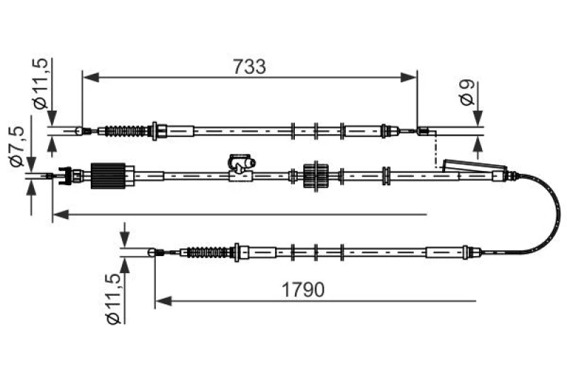 Image of Handbrake cable Bosch 1 987 482 803