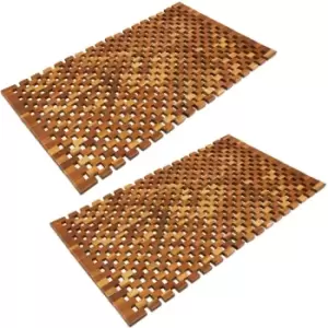 Image of Bath Mat 2Pcs Acacia Wood Mosaic FSC -certified