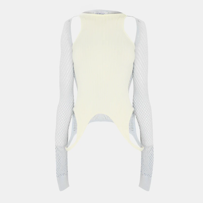 Image of Off White Womens High-Quality Knit Top Artic Ice White female 6 (2XS)