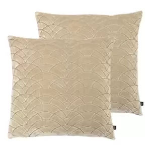 image of Ashley Wilde Dinaric Polyester Filled Cushions Twin Pack Viscose Gold/Mocha