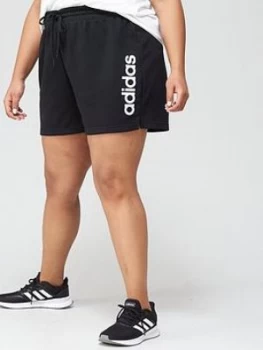 Image of adidas Plus Linear Shorts - Black/White, Size 1X, Women