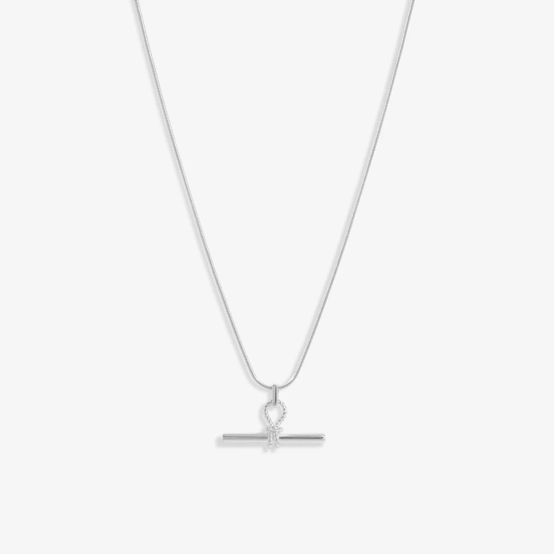Image of Simply Silver Sterling Silver 925 Polished Textured T bar Pendant Silver