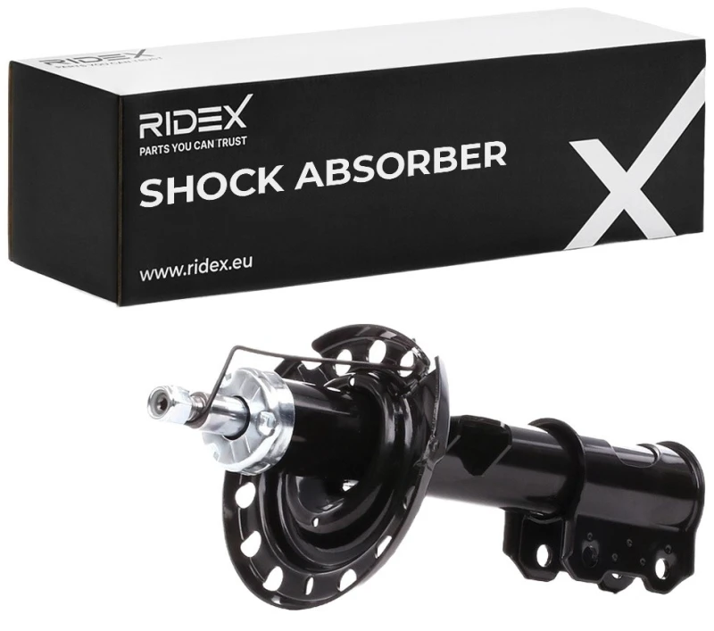Image of RIDEX 854S0167 Shock absorber Front Axle Left, Gas Pressure, Suspension Strut, Top pin Shock Absorber (854)