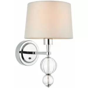 Image of Wall Light & Shade Polished Nickel Plate & Marble Silk 40W E14 Living Room