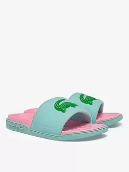 image of Lacoste Croco Dualiste 0922 Slides, Turquoise, Size 4, Women